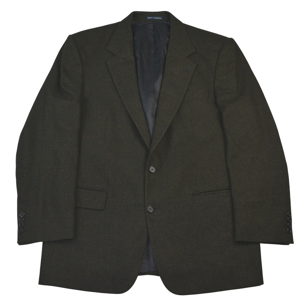 Today's Man 42R 100% Cashmere Blazer Jacket Green Herringbone‎ Made in England